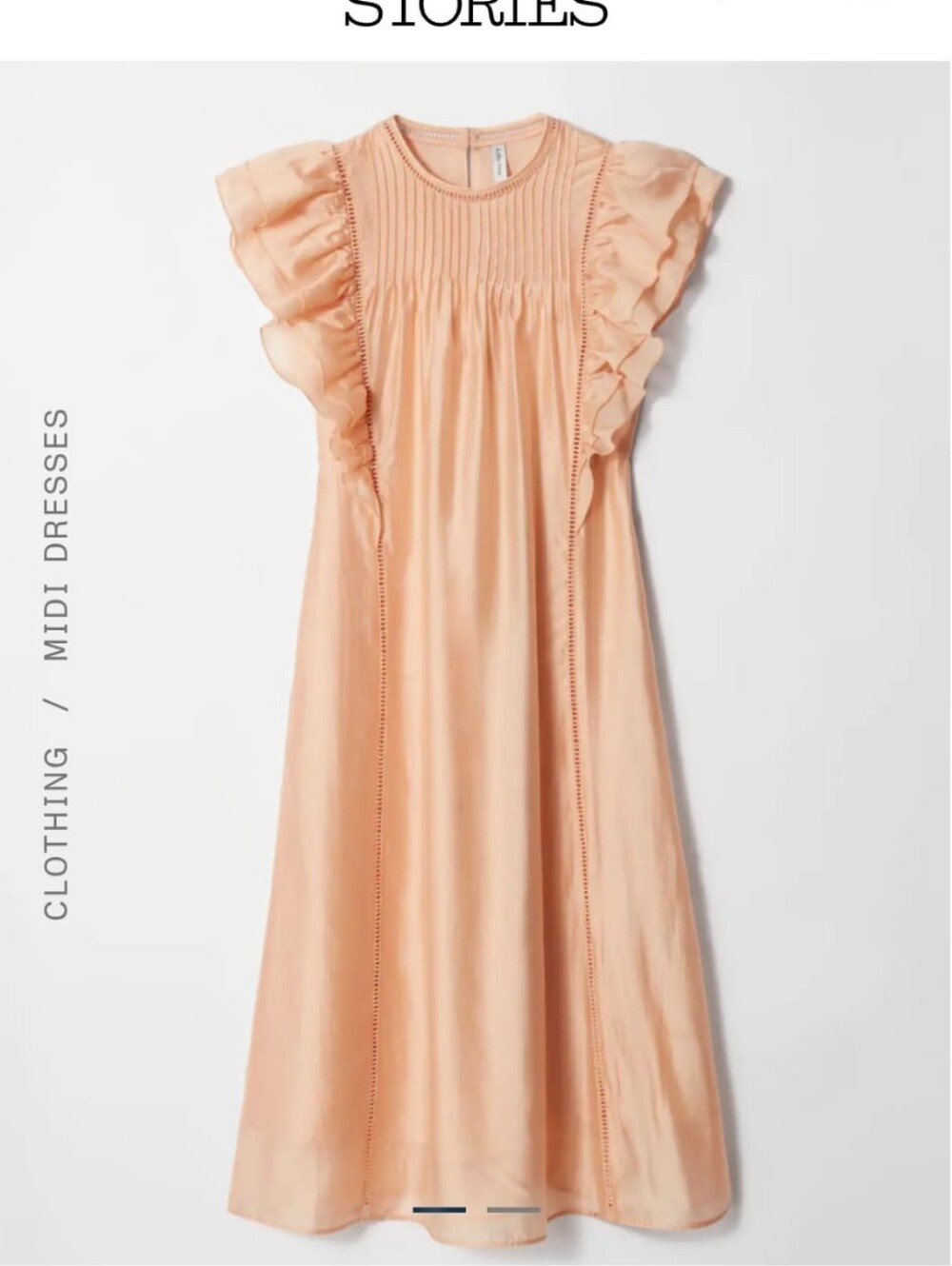 And Other Stiries Frill Midi Dress - Peach - Size SMALL